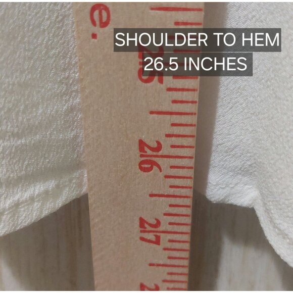 NWT Voy White Rayon Short Sleeve Blouse With Pockets & Mandarin Collar~SMALL - Picture 5 of 8